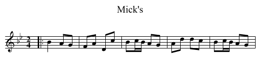 Mick's - staff notation