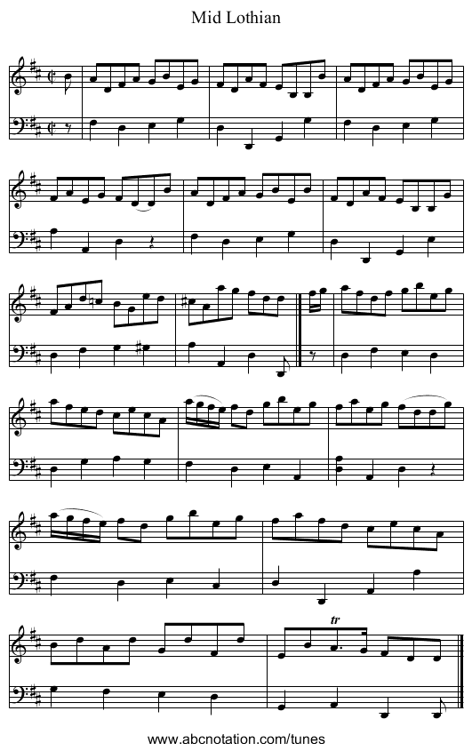 Mid Lothian - staff notation