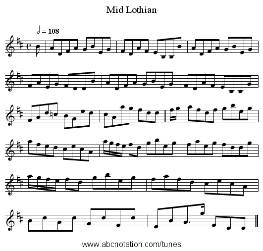Mid Lothian - staff notation