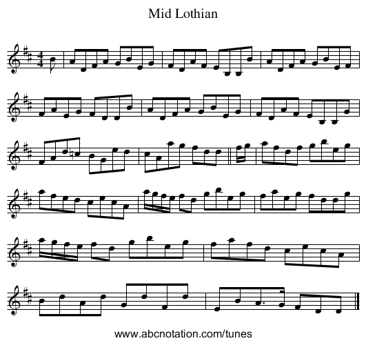 Mid Lothian - staff notation