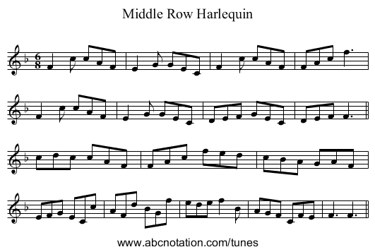 Middle Row Harlequin - staff notation
