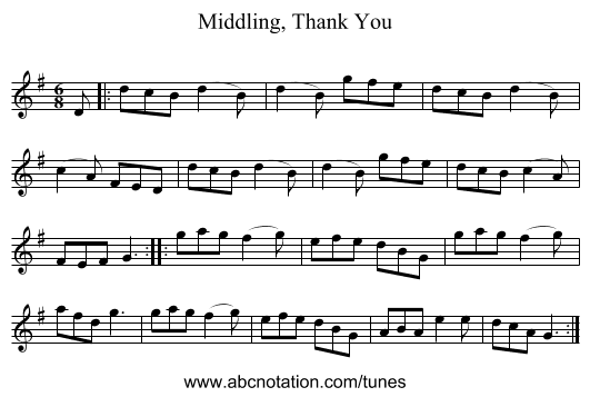 Middling, Thank You - staff notation