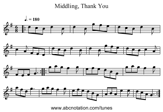 Middling, Thank You - staff notation