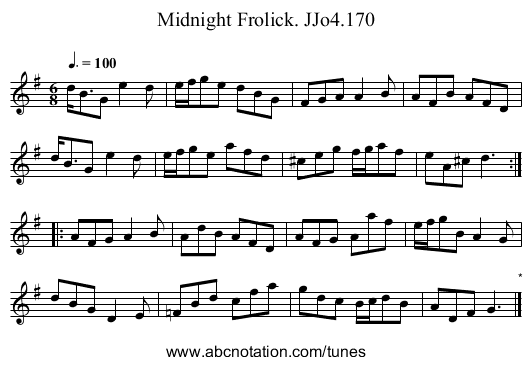 Midnight Frolick. JJo4.170 - staff notation