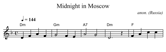 Midnight in Moscow - staff notation