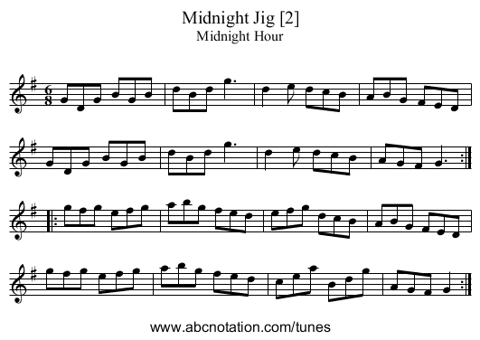 Midnight Jig [2] - staff notation