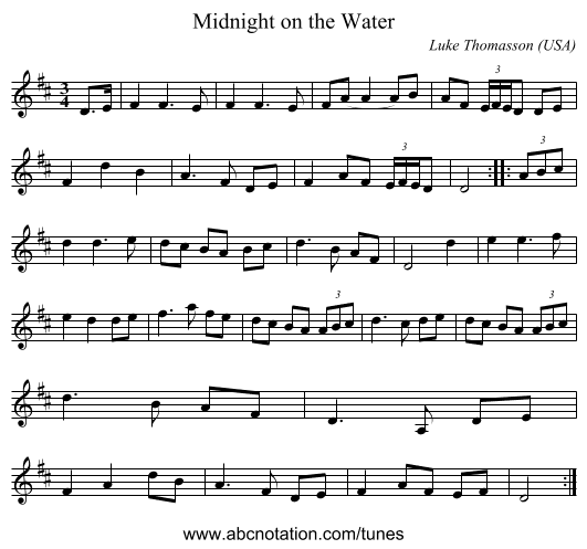 Midnight on the Water - staff notation
