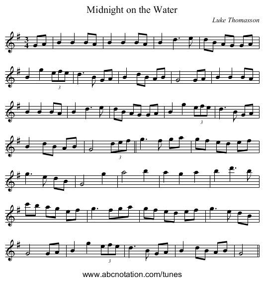 Midnight on the Water - staff notation