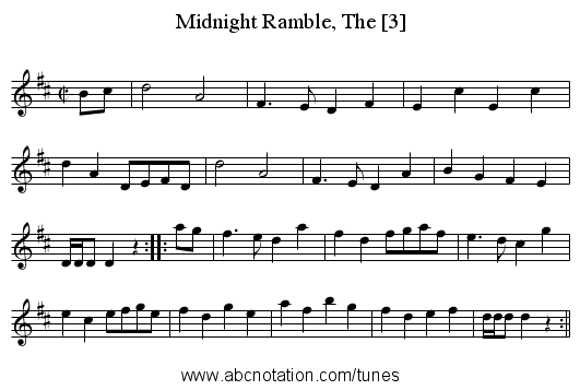 Midnight Ramble, The [3] - staff notation