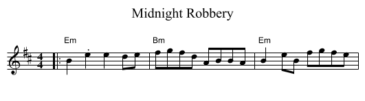 Midnight Robbery - staff notation