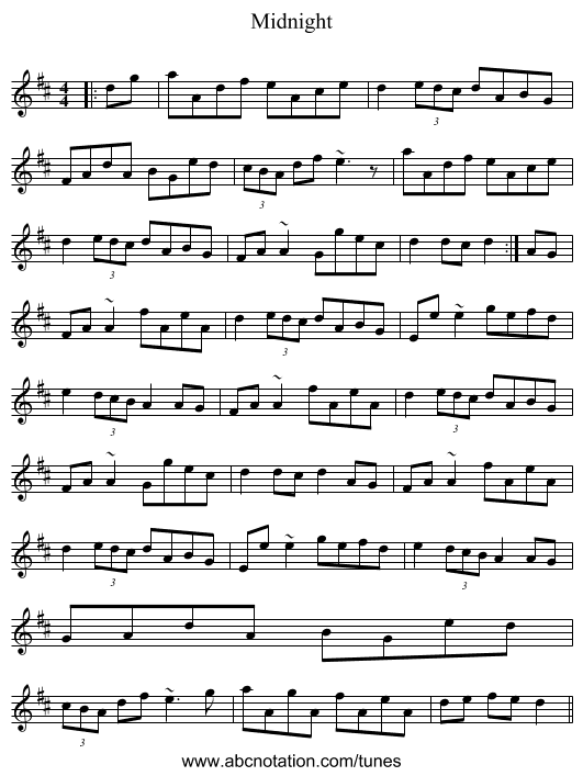 Midnight - staff notation