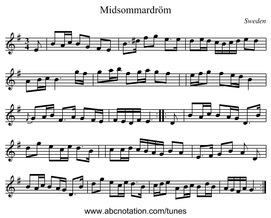 Midsommardröm - staff notation