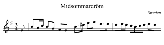 Midsommardr&ouml;m - staff notation