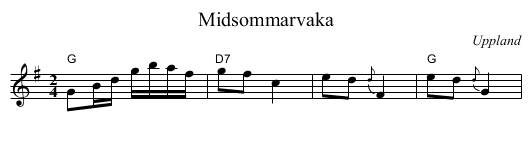 Midsommarvaka - staff notation