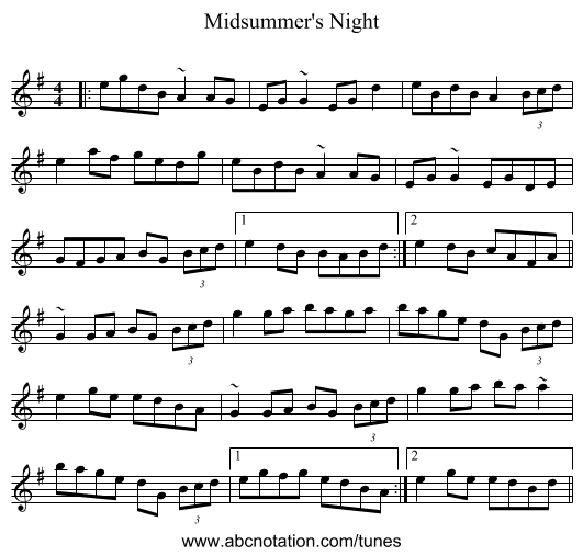 Midsummer's Night - staff notation