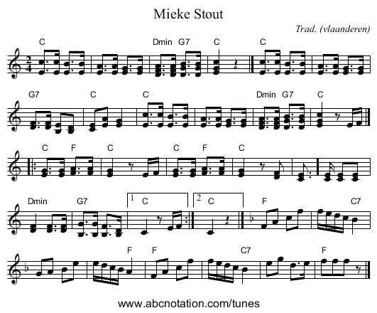 Mieke Stout - staff notation