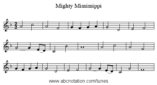 Mighty Mississippi - staff notation