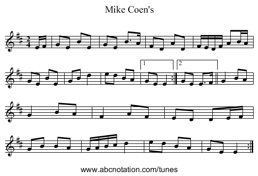 Mike Coen's - staff notation