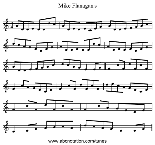 Mike Flanagan's - staff notation
