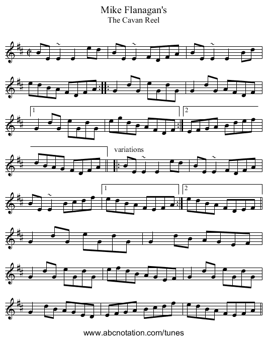 Mike Flanagan's - staff notation