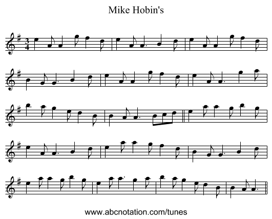 Mike Hobin's - staff notation