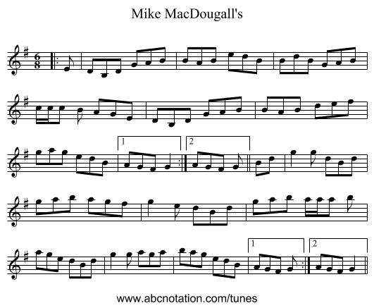 Mike MacDougall's - staff notation