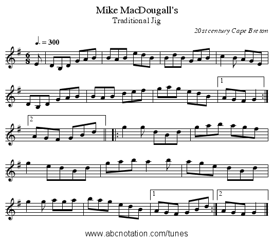 Mike MacDougall's - staff notation