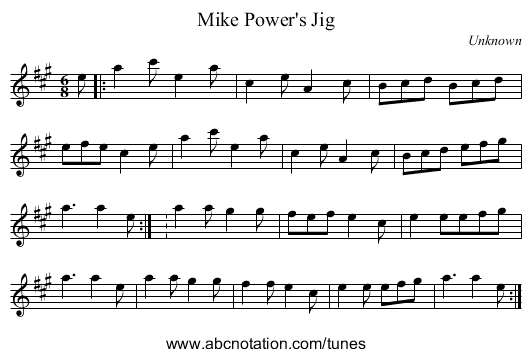 Mike Power's Jig - staff notation