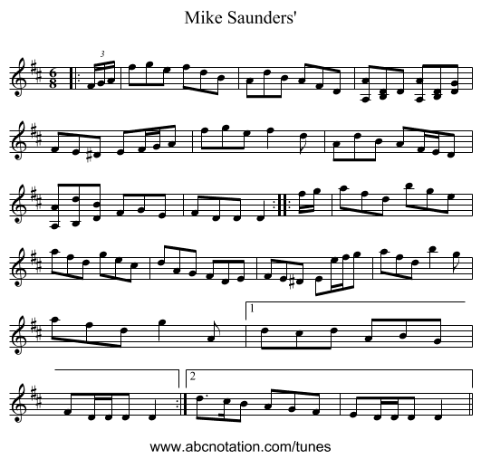 Mike Saunders' - staff notation