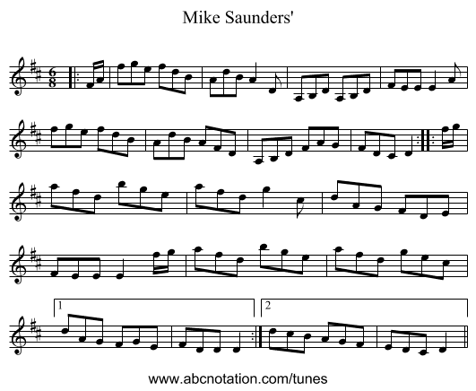 Mike Saunders' - staff notation