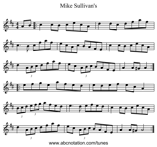 Mike Sullivan's - staff notation