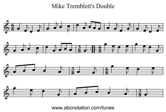 Mike Tremblett's Double - staff notation