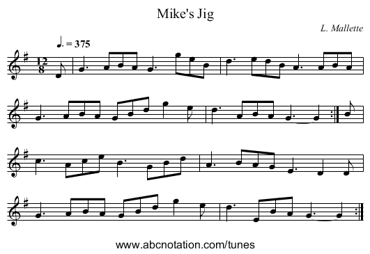 Mike's Jig - staff notation