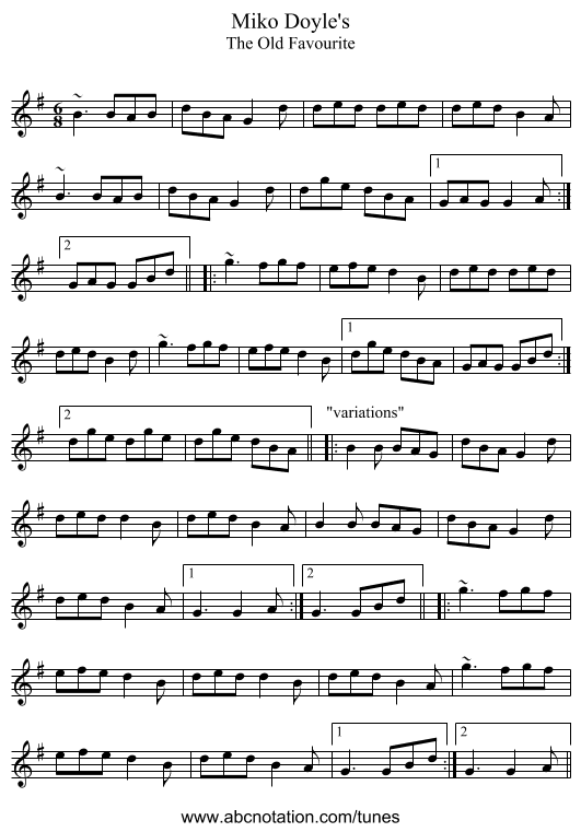 Miko Doyle's - staff notation