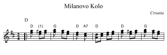 Milanovo Kolo - staff notation