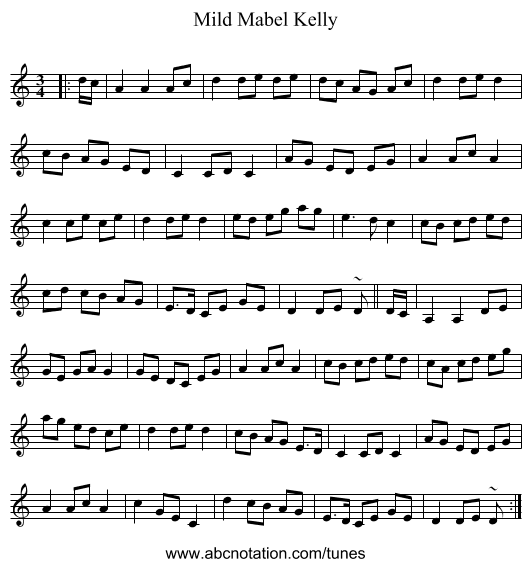 Mild Mabel Kelly - staff notation