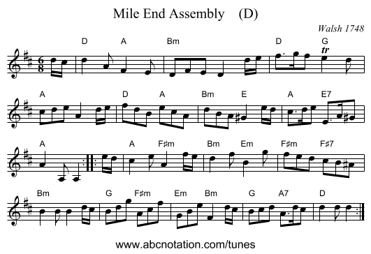 Mile End Assembly    (D) - staff notation