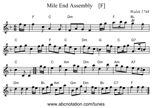 Mile End Assembly    [F] - staff notation