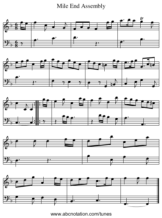 Mile End Assembly - staff notation