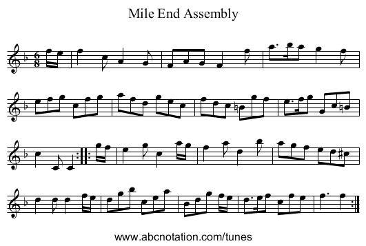 Mile End Assembly - staff notation