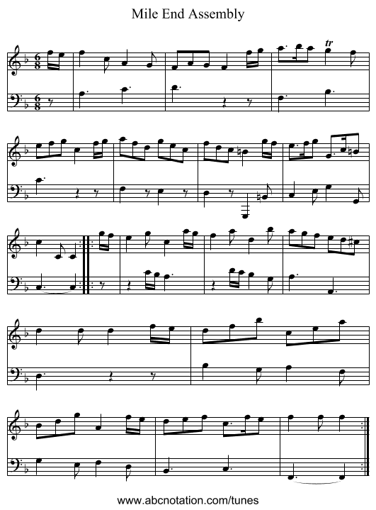 Mile End Assembly - staff notation