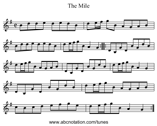 Mile, The - staff notation