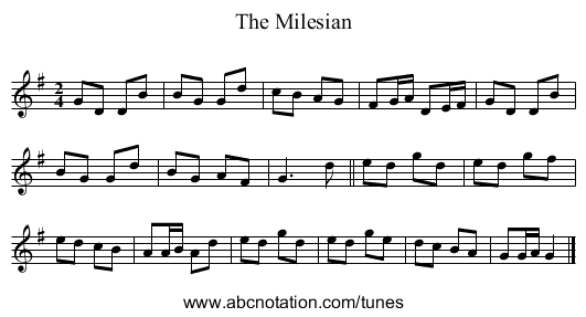 Milesian, The - staff notation