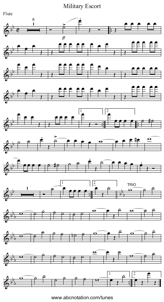 Military Escort - staff notation
