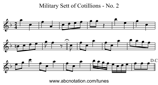 Military Sett of Cotillions - No. 2 - staff notation