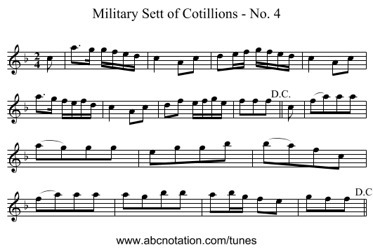 Military Sett of Cotillions - No. 4 - staff notation