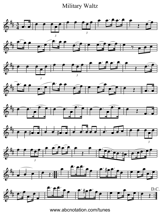Military Waltz - staff notation