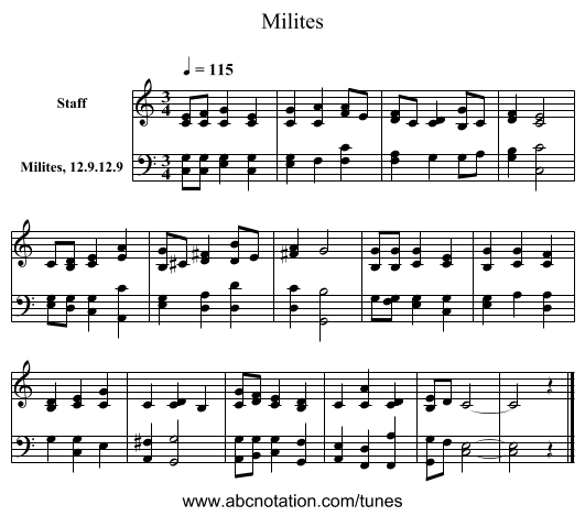 Milites - staff notation