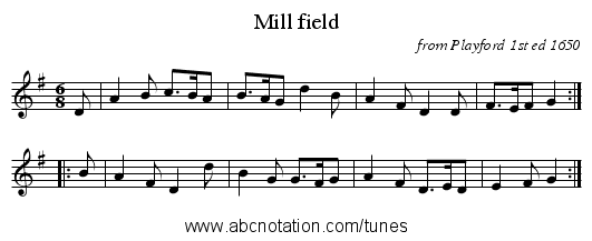 Mill field - staff notation