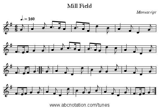 Mill Field - staff notation